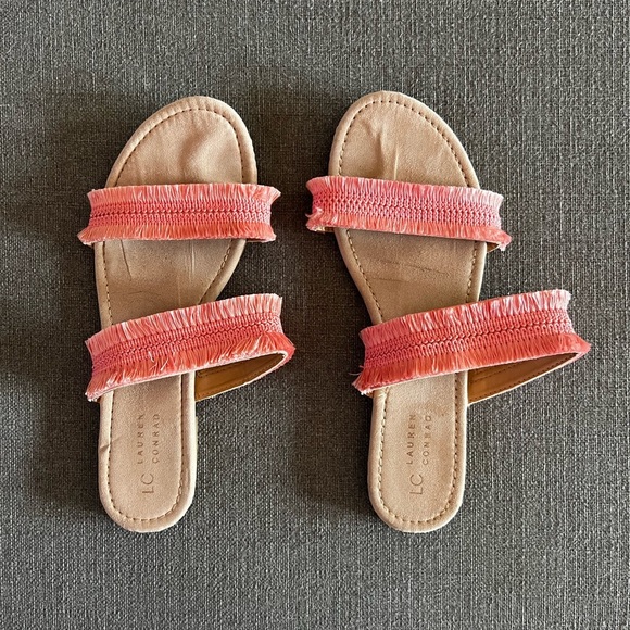 LC Lauren Conrad CoffeeCoral Fridge Band Slip on Sandals - Picture 1 of 5